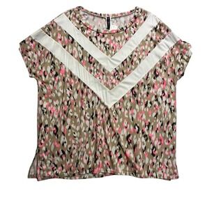 Glitzy Girlz Womens 3XL Hot Pink Cheetah Print Chevron Short Sleeve Top T24218